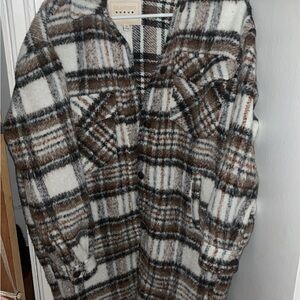 Abercrombie & Fitch Plaid Coat - Brown and White